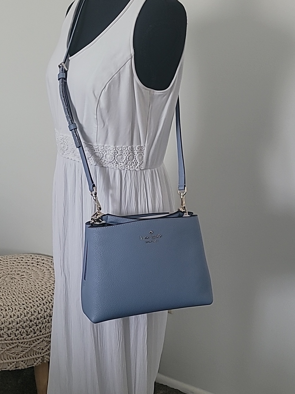 kate spade Dusty Blue Pebbled Leather Shoulder Crossbody
